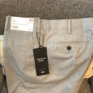 Uniqlo Stretch Slim Wool Flat Pants Gray 04 30x34